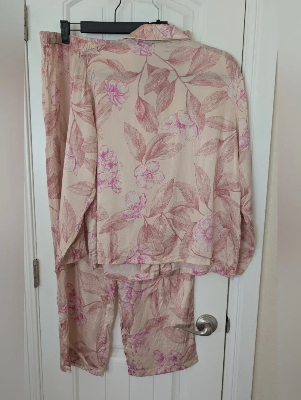 Silk Linvosges Floral Pajama Set - Blush Pink L